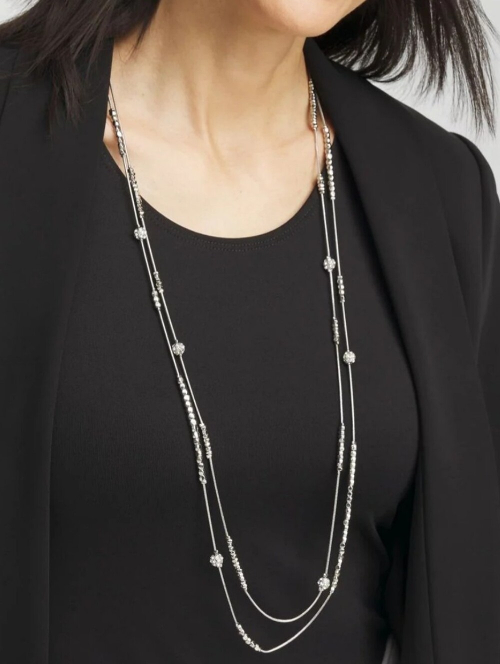 Chico's Silver Hexie Multi-Strand Necklace